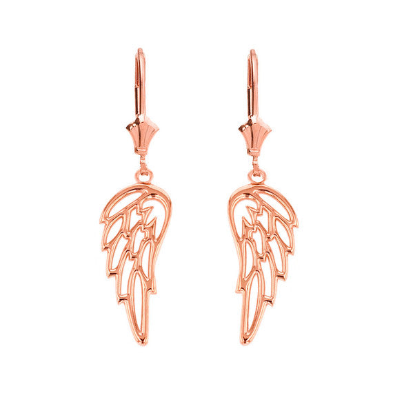 Filigree Guardian Angel Wing Drop Earring Set(Available In Yellow/Rose/White Gold)