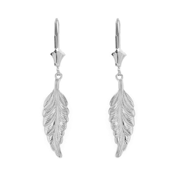 Sterling Silver Bohemia Boho Feather Drop Earring Set