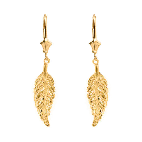 Bohemia Boho Feather Drop Earring Set(Available In Yellow/Rose/White Gold)
