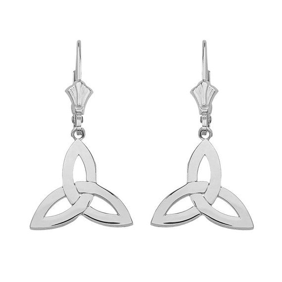 Sterling Silver Celtic Trinity Knot Triquetra Drop Earring Set