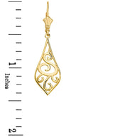 Solid Gold Teardrop Filigree Tribal Drop Earring Set 1.42