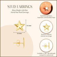 Yellow Gold Star Shape Stud Earrings