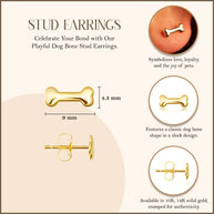 Yellow Gold Dog Bone Stud Earrings