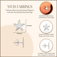.925 Sterling Silver Sea Starfish Stud Earrings