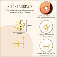 Yellow Gold Fish Stud Earrings