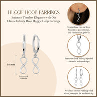 .925 Sterling Silver Classic Infinity Huggie Hoop Earrings