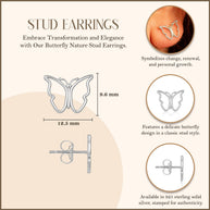 .925 Sterling Silver Butterfly Nature Stud Earrings