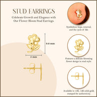 Yellow Gold Flower Daisy Stud Earrings