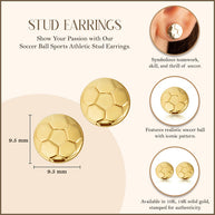 Yellow Gold Soccer Ball Sports Athletic Stud Earrings