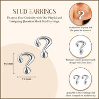 .925 Sterling Silver Question Mark Stud Earrings