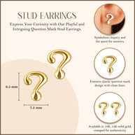 Yellow Gold Question Mark Stud Earrings