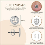 .925 Sterling Silver Button Stud Earrings