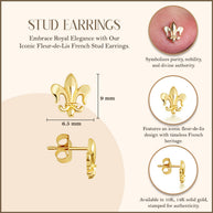 Yellow Gold Fleur-de-Lis French Stud Earrings