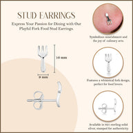 .925 Sterling Silver Fork Food Stud Earrings