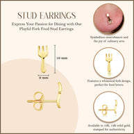 Yellow Gold Fork Food Stud Earrings