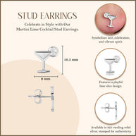 .925 Sterling Silver Martini Lime Cocktail Stud Earrings
