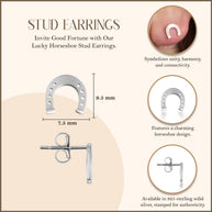 .925 Sterling Silver Lucky Horseshoe Stud Earrings