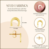 Yellow Gold Lucky Horseshoe Stud Earrings
