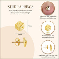 Yellow Gold Lucky Dice Stud Earrings