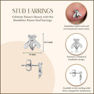 .925 Sterling Silver Bumblebee Stud Earrings