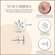 .925 Sterling Silver Winter Snowflake Stud Earrings
