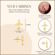 Yellow Gold Airplane Travel Stud Earrings