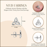.925 Sterling Silver Celtic Trinity Knot Irish Stud Earrings