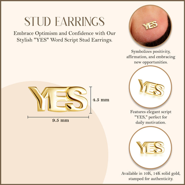 Yellow Gold Yes & No Stud Earrings