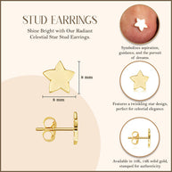 Yellow Gold Celestial Star Stud Earrings