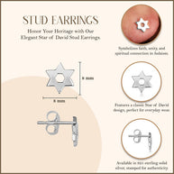 .925 Sterling Silver Jewish Star Of David Stud Earrings