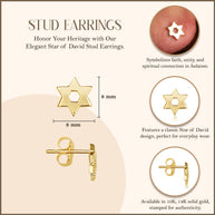 Yellow Gold Jewish Star Of David Stud Earrings
