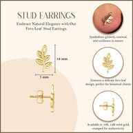 Yellow Gold Fern Leaf Stud Earrings