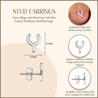 .925 Sterling Silver Lucky Wishbone Stud Earrings
