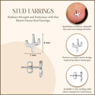 .925 Sterling Silver Desert Cactus Stud Earrings