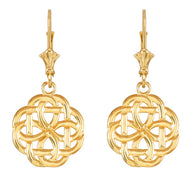 Yellow Gold Eternity Trinity Knot Earrings