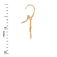 Gold Egyptian Ankh Cross Leverback Earrings (Available in Yellow/Rose/White Gold)