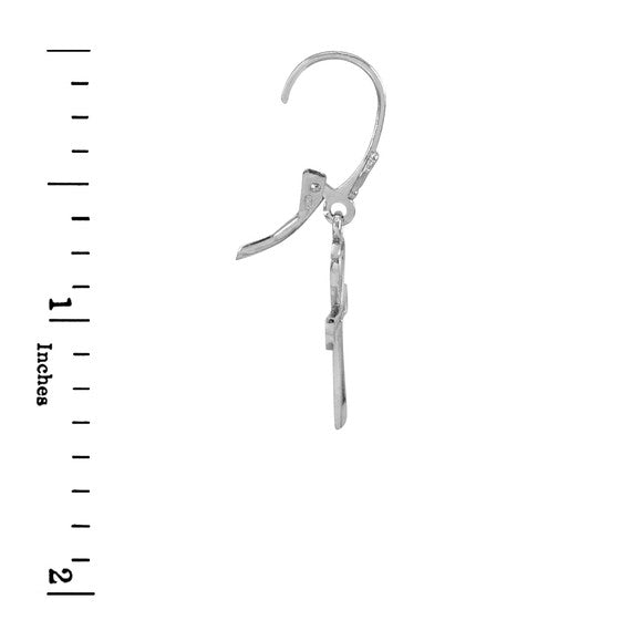 .925 Sterling Silver Egyptian Ankh Cross Leverback Earrings