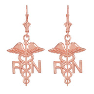 Gold Registered Nurse RN Caduceus Earrings(Available in Yellow/Rose/White Gold)