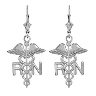 Gold Registered Nurse RN Caduceus Earrings(Available in Yellow/Rose/White Gold)