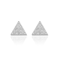 White Gold Diamond Pave Triangle Post Stud Earrings