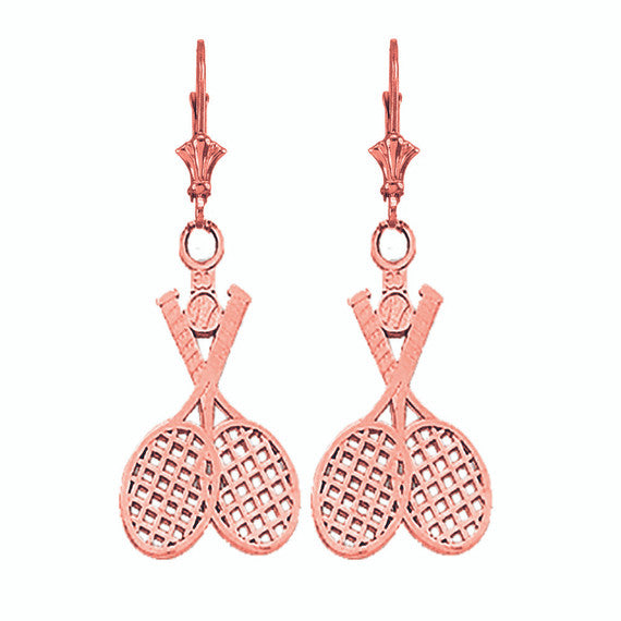 Tennis Racquet & Ball Leverback Earrings(Available in Yellow/Rose/White Gold)