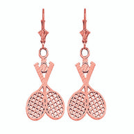 Tennis Racquet & Ball Leverback Earrings(Available in Yellow/Rose/White Gold)