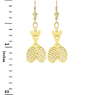Tennis Racquet & Ball Leverback Earrings(Available in Yellow/Rose/White Gold)
