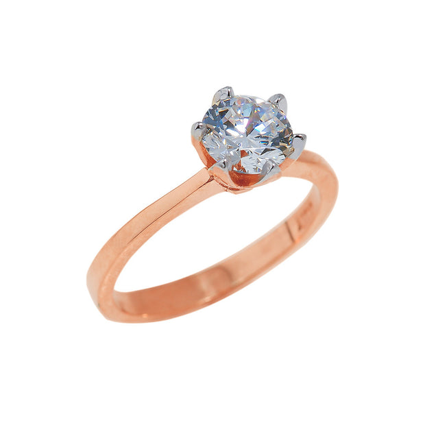 Solid Gold CZ Engagement Ring(Available In Yellow/Rose/White Gold)