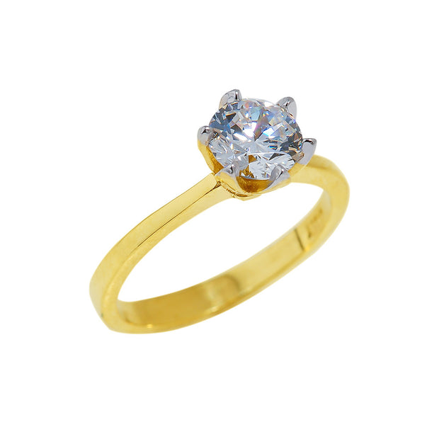Solid Gold CZ Engagement Ring(Available In Yellow/Rose/White Gold)