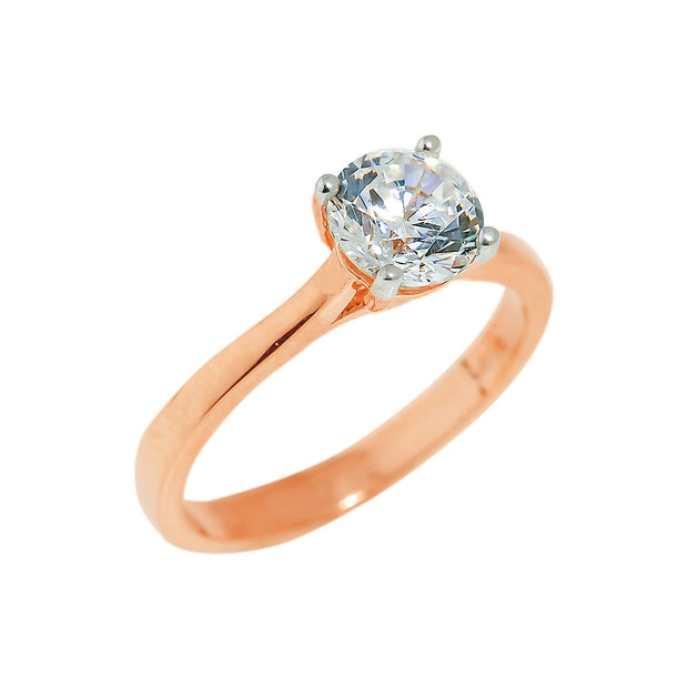 Solid Gold Engagement CZ Ring (Available In Yellow/Rose/White Gold)