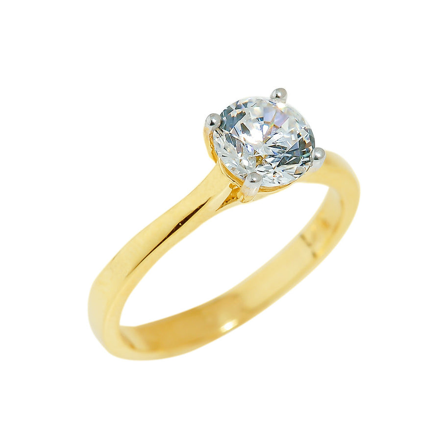 Solid Gold Engagement CZ Ring (Available In Yellow/Rose/White Gold)