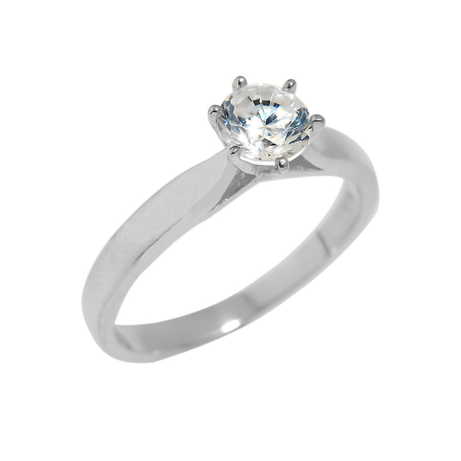 Solid Gold Engagement Ring with CZ (Available In Yellow/Rose/White Gold)
