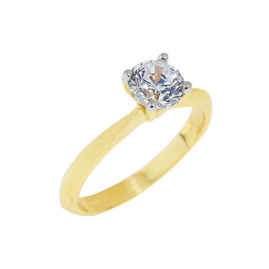 Solid Gold Round Cut CZ Ring(Available in Yellow/Rose/White Gold)
