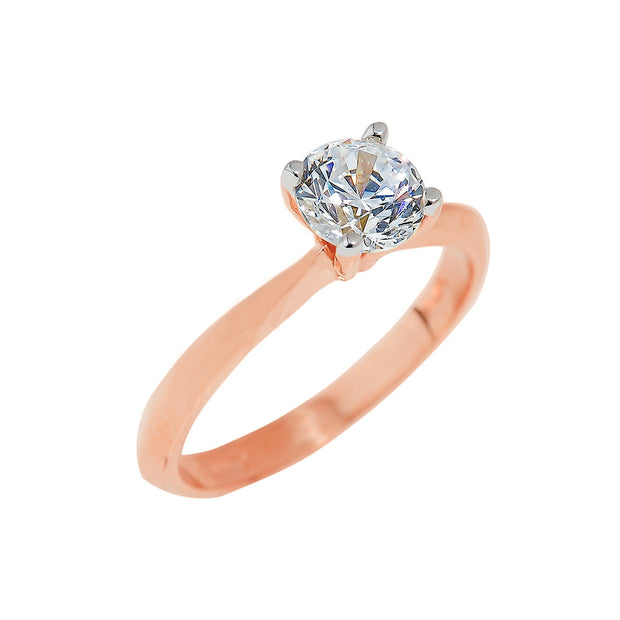 Solid Gold Round Cut CZ Ring(Available in Yellow/Rose/White Gold)